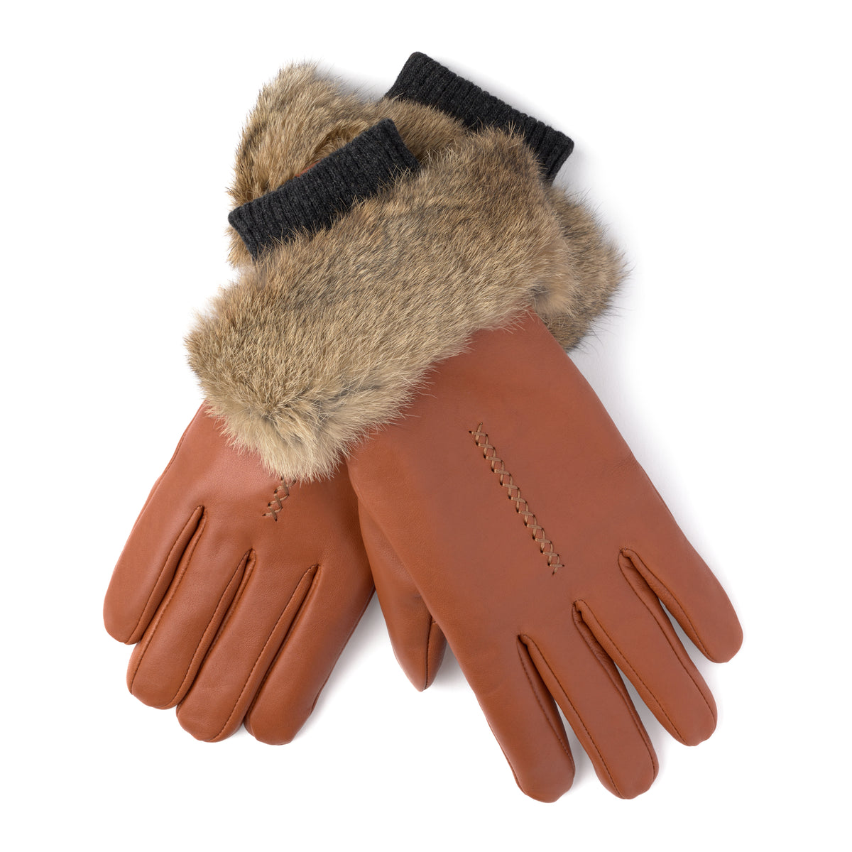 Leather shop fluffy gloves