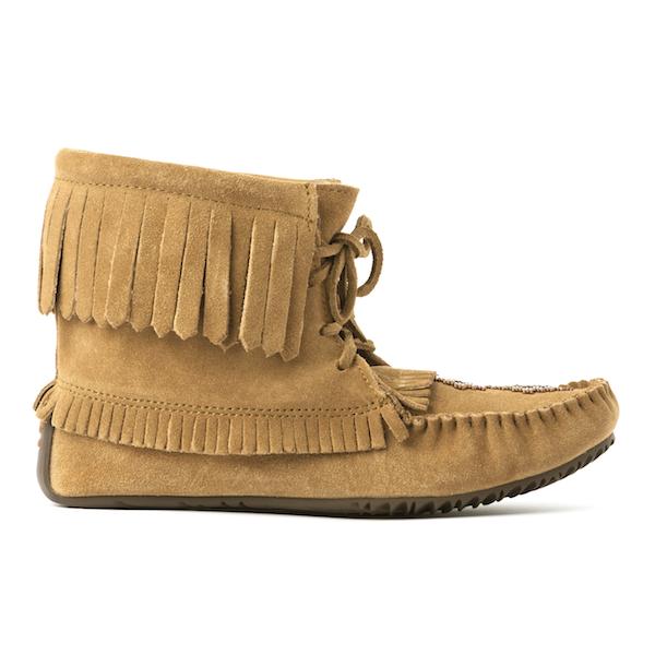 Harvester Suede Fleece-Lined Fringe Moccasin Boots Manitobah